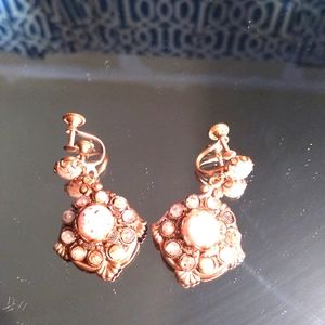 Copper Vintage Clip On Earrings